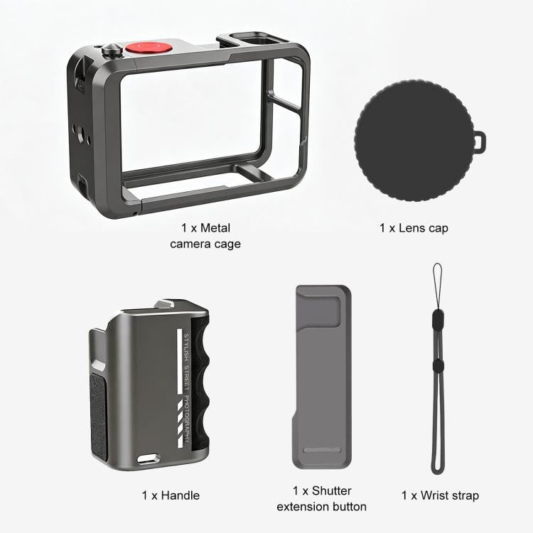 For DJI Osmo Action 5 Pro / 4 / 3 PULUZ Metal Camera Cage Expansion Adapter with Handle Grip, For DJI Osmo Action 5 Pro / 4 / 3