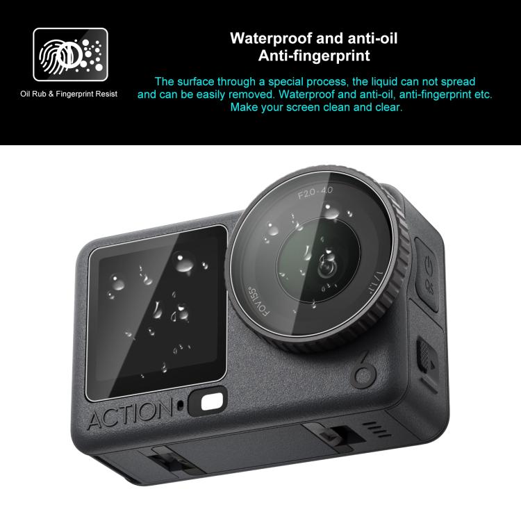 For DJI Osmo Action 6 / 6 Pro PULUZ Lens + Front and Back Screen Tempered Glass Film, Tempered Glass Film