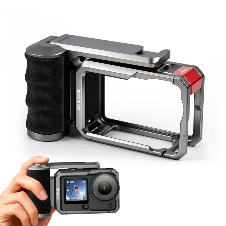For DJI Osmo Action 6 PULUZ Metal Camera Cage Expansion Adapter with Handle Grip, For DJI Osmo Action 6