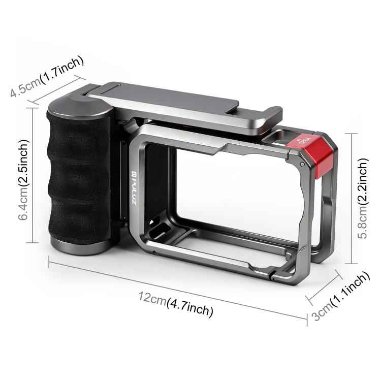 For DJI Osmo Action 6 PULUZ Metal Camera Cage Expansion Adapter with Handle Grip, For DJI Osmo Action 6