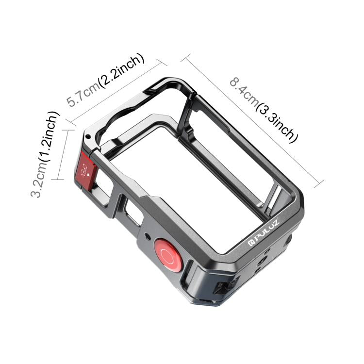 For DJI Osmo Action 6 PULUZ Metal Dual-Opening Camera Cage Expandable Frame with Silicone Lens Cap, Dual-Opening Cage