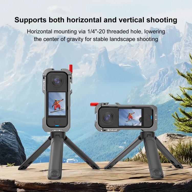 For Insta360 X4 Air PULUZ Metal Protective Cage Expansion Frame with Cold Shoe Bases & Lens Cover, For Insta360 X4 Air Lens Cover