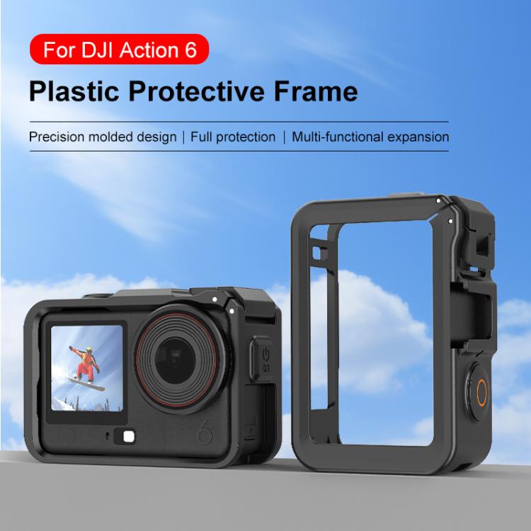 For DJI Osmo Action 6 PULUZ Plastic Cage Vertical-Horizontal Expansion Adapter Frame with Cold Shoe, Plastic Cage
