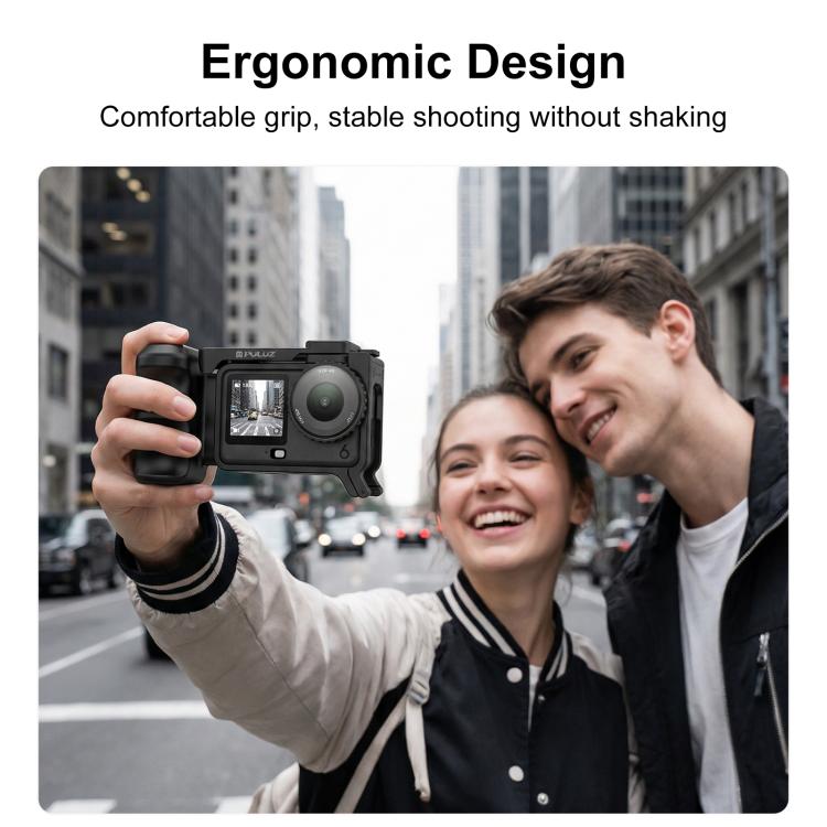 For DJI Osmo Action 6 PULUZ Street Photography Handle Ergonomic Hand Grip Cage Frame with Cold Shoe, Street Photography Handle