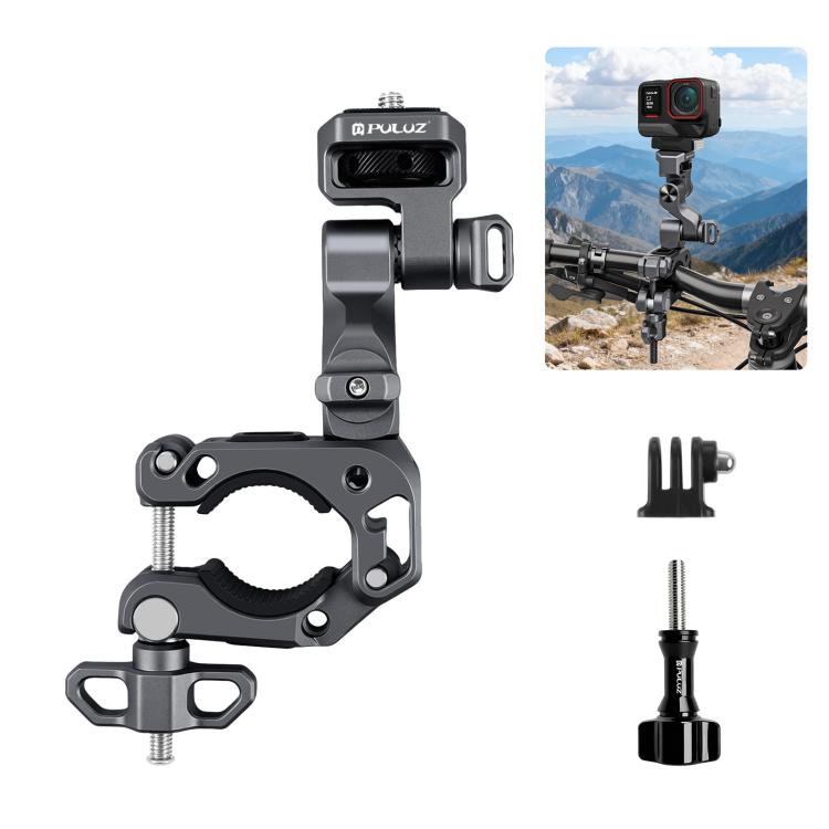PULUZ Panoramic & Action Cameras Professional 3-Way Gimbal Motorcycles Bicycles Handlebar Aluminium Alloy Mount, Handlebar Aluminium Alloy Mount