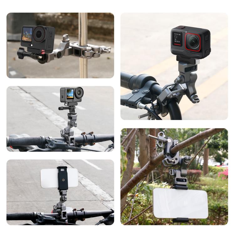 PULUZ Panoramic & Action Cameras Professional 3-Way Gimbal Motorcycles Bicycles Handlebar Aluminium Alloy Mount, Handlebar Aluminium Alloy Mount