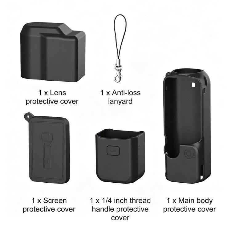 For DJI OSMO Pocket 4 PULUZ 4 in 1 Body Lens Handle Screen Silicone TPU Cover