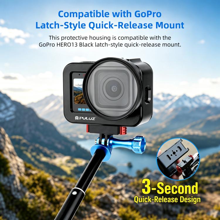 PULUZ  Aluminum Alloy Protective Cage with 58mm UV Lens & Lens Cover for GoPro MISSION 1 / 1 PRO, Protective Cage
