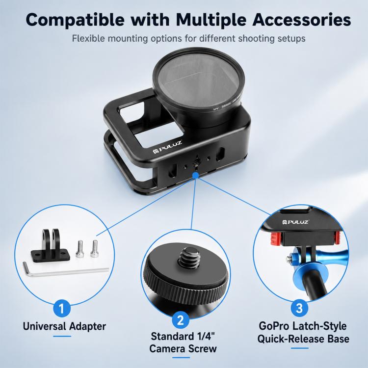 PULUZ  Aluminum Alloy Protective Cage with 58mm UV Lens & Lens Cover for GoPro MISSION 1 / 1 PRO, Protective Cage