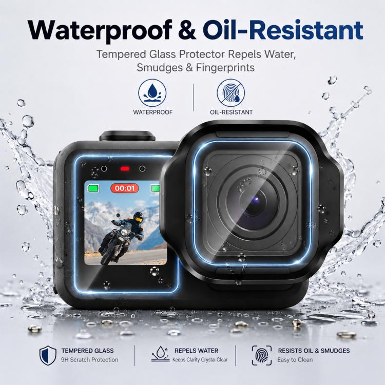 PULUZ Lens + LCD Display 9H 2.5D Tempered Glass Film for GoPro MISSION 1 / 1 Pro, For MISSION 1 / 1 PRO