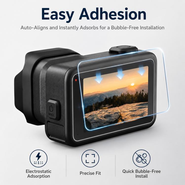 PULUZ Lens + LCD Display 9H 2.5D Tempered Glass Film for GoPro MISSION 1 / 1 Pro, For MISSION 1 / 1 PRO