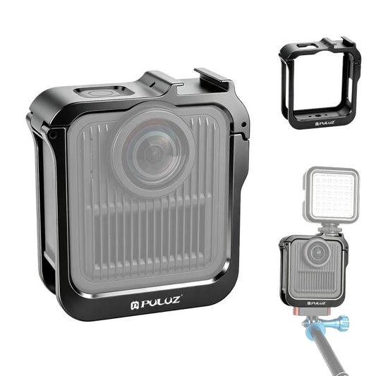 For GoPro MAX2 PULUZ Metal Camera Cage Frame with Cold Shoe & Adapter, Metal Camera Cage
