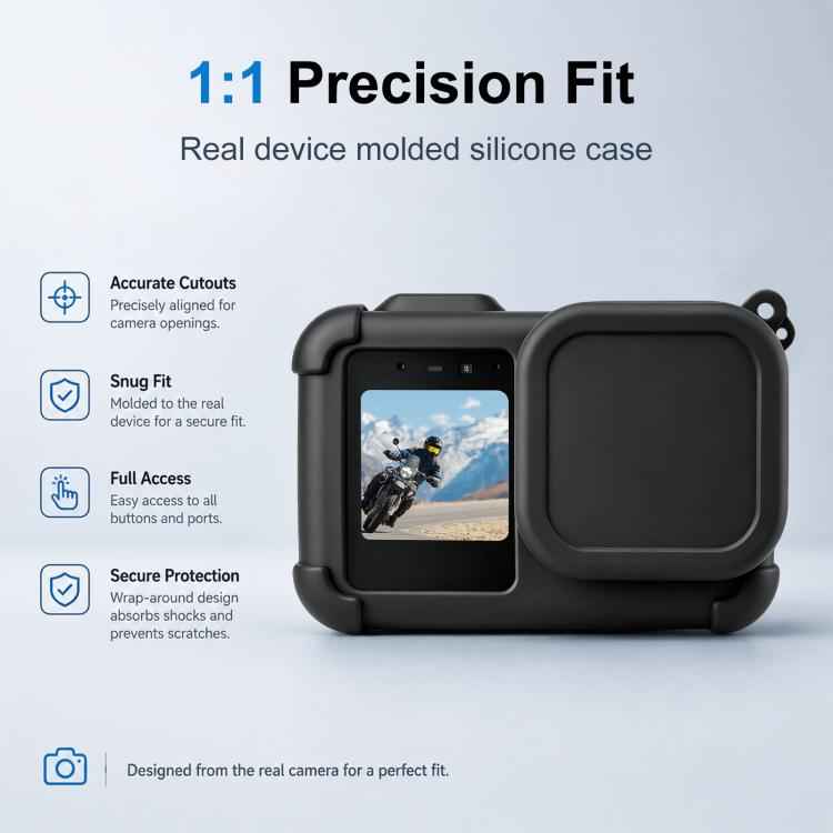 For GoPro MISSION 1 / 1 PRO PULUZ Body Silicone Protective Case with Lens Cover & Strap, For GoPro MISSION 1 / 1 PRO Silicone Case