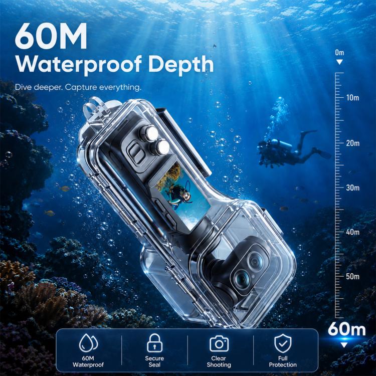 For Insta360 Luna Ultra Waterproof Housing 60m/196ft Underwater Diving Case, High-transparency Optical Glass, For Insta360 Luna Ultra
