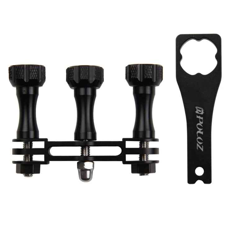 PULUZ CNC Aluminum Multi-functional Connection Mount with 3 Long Screws & Wrench for GoPro, Insta360, DJI and Other Action Cameras, 3 Long Screws