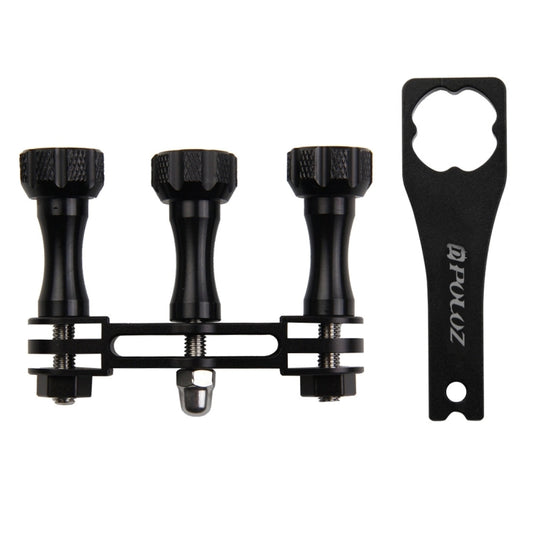 PULUZ CNC Aluminum Multi-functional Connection Mount with 3 Long Screws & Wrench for GoPro, Insta360, DJI and Other Action Cameras, 3 Long Screws