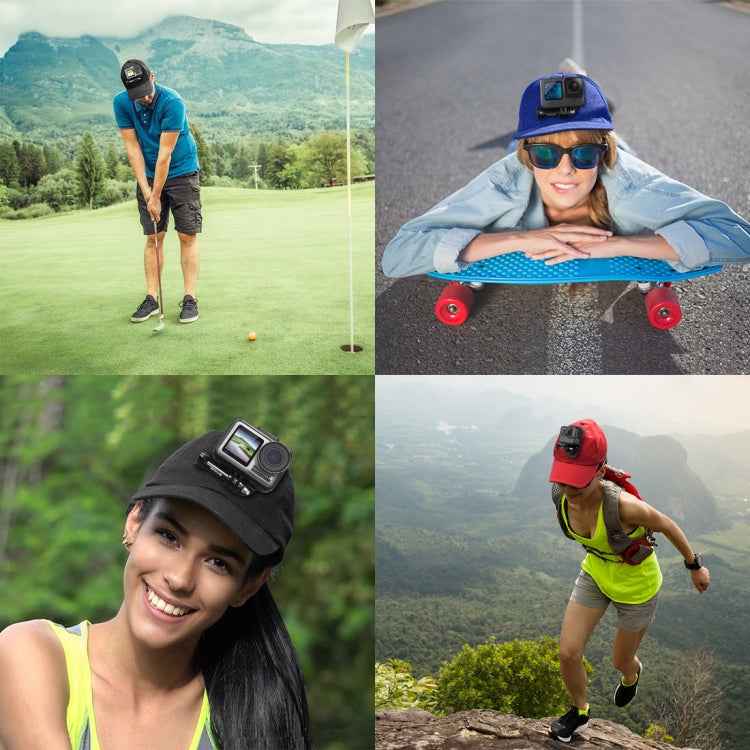 PULUZ Baseball Hat with J-Hook Buckle Mount & Screw for GoPro, DJI OSMO Action and Other Action Cameras, Baseball Hat Black Color, Baseball Hat Red Color, Baseball Hat Dark Blue Color
