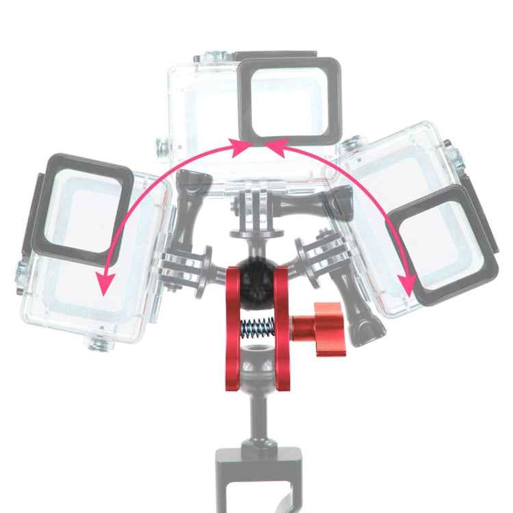 PULUZ Dual Ball Clamp Open Hole Diving Camera Bracket CNC Aluminum Spring Flashlight Clamp for Diving Underwater Photography System