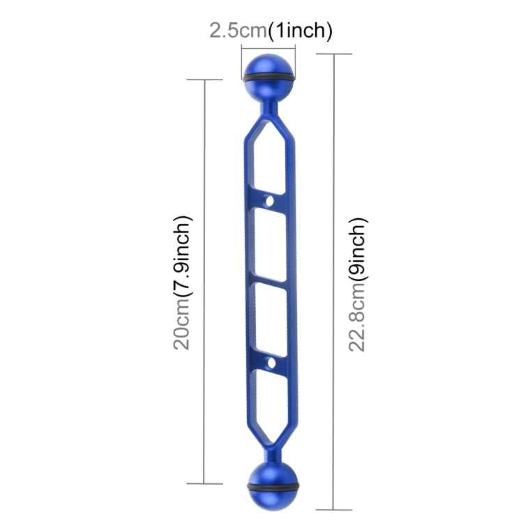 PULUZ 9.0 inch 22.8cm Aluminum Alloy Dual Balls Arm, Ball Diameter: 25mm