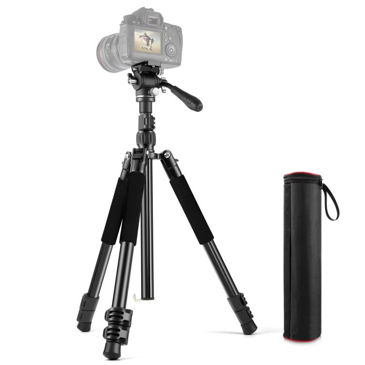 PULUZ 1.6m Reverse-Folding Professional Video Tripod with Fluid Drag Head, 1.6m Reverse-Folding