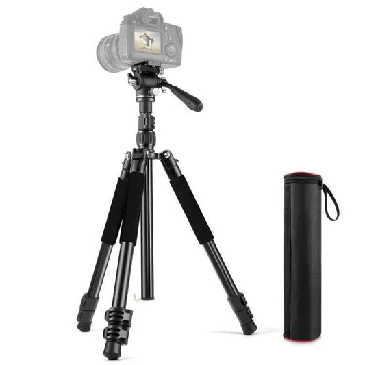 PULUZ 1.6m Reverse-Folding Professional Video Tripod with Fluid Drag Head, 1.6m Reverse-Folding