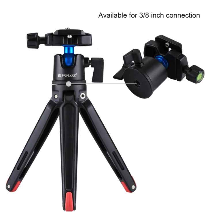 PULUZ Pocket Mini Metal Desktop Tripod Mount with 1/4 inch to 3/8 inch Thread Adapter Screw for DSLR & Digital Cameras, Adjustable Height: 4.5-15cm, Load: 20kg