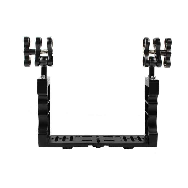 PULUZ Dual Handle Aluminium Tray Stabilizer with Dual Ball Aluminum Alloy Clamp for Underwater Camera Housings