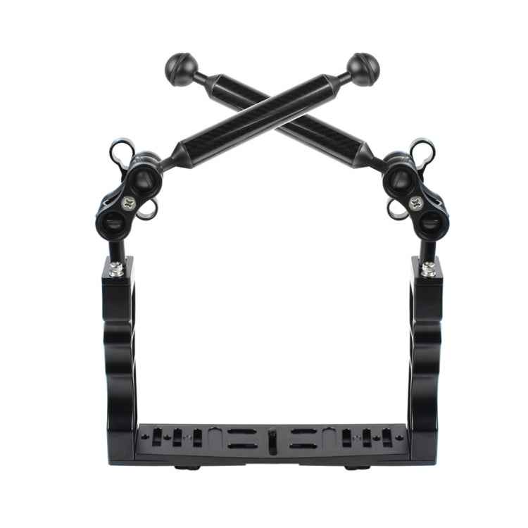 PULUZ Dual Handle Aluminium Tray Stabilizer with 2 x Dual Ball Aluminum Alloy Clamp & 2 x 7 inch Floating Arm for Underwater Camera Housings