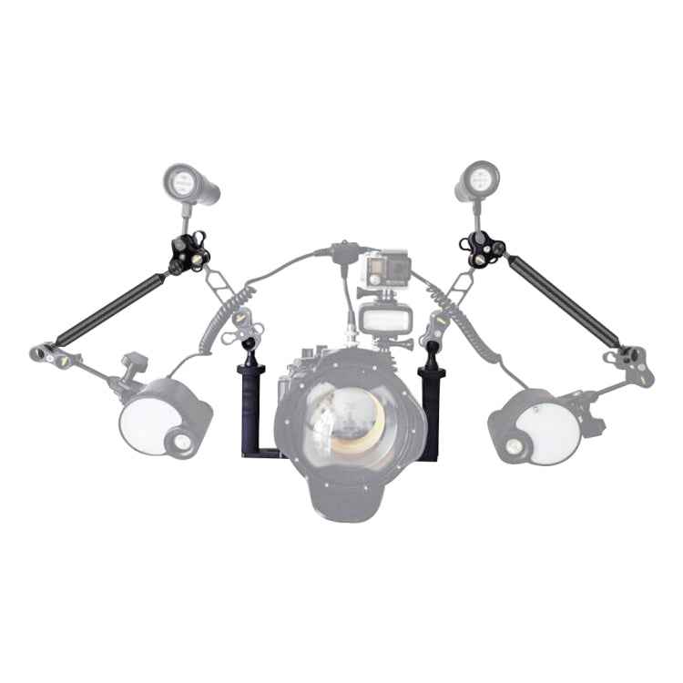 PULUZ Dual Handle Aluminium Tray Stabilizer with 2 x Dual Ball Aluminum Alloy Clamp & 2 x 7 inch Floating Arm for Underwater Camera Housings