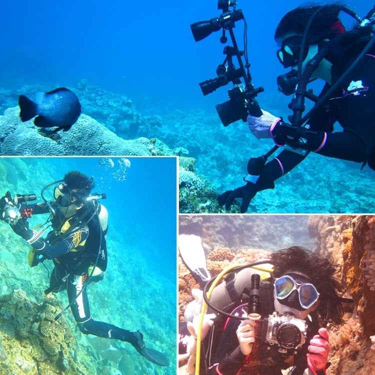 PULUZ Dual Handle Aluminium Tray Stabilizer with 4 x Dual Ball Aluminum Alloy Clamp & 2 x 7 inch Floating Arm & 2 x Ball Head Adapter for Underwater Camera Housings