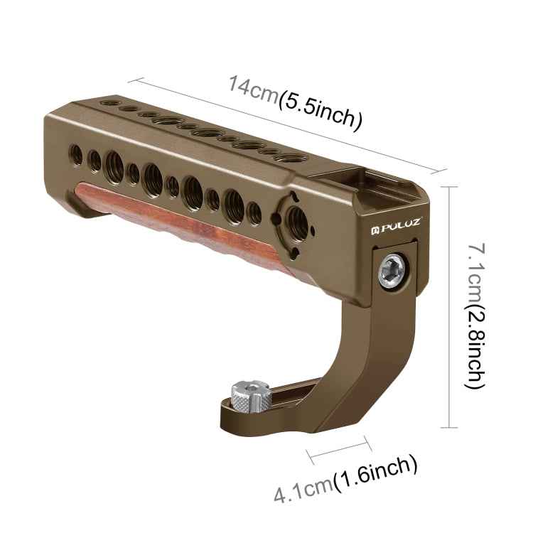 PULUZ Camera Wooden Top Handle with Cold Shoe Mount for Mirrorless Camera Cage Stabilizer