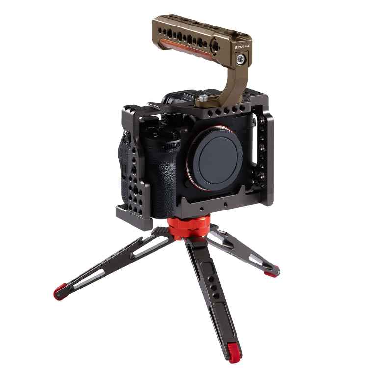 PULUZ Camera Wooden Top Handle with Cold Shoe Mount for Mirrorless Camera Cage Stabilizer