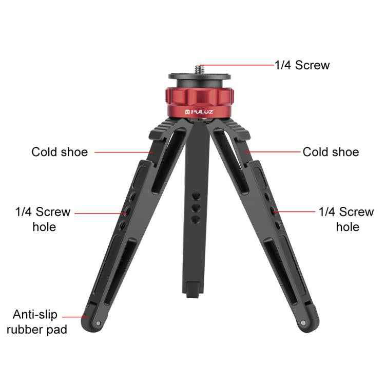PULUZ Desktop Vlogging Live Tripod Holder with Cold Shoe Bases for DSLR & Digital Cameras, Adjustable Height: 7.5-14.5cm