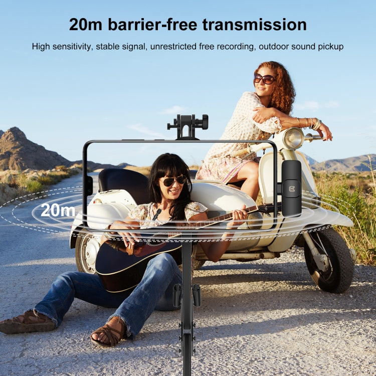 PULUZ Wireless Lavalier Noise Reduction Reverb Microphone for Type-C / USB-C Device, Support Phone Charging