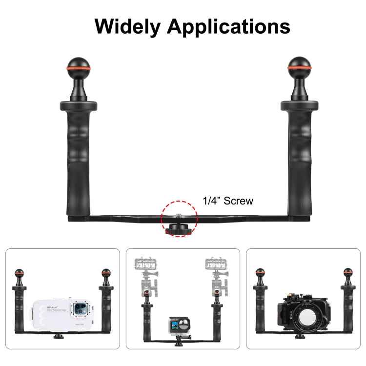 PULUZ Dual Handles Aluminium Alloy Tray Stabilizer for Underwater Camera Housings