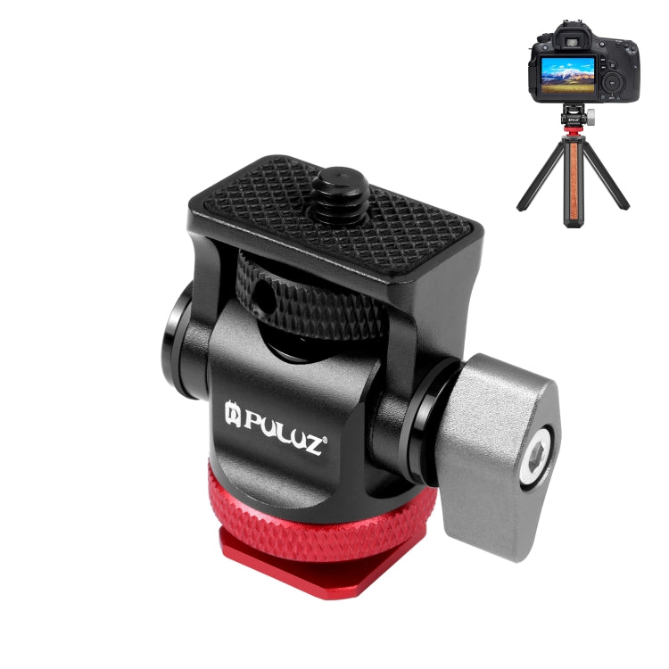 PULUZ Mini 180 Degree Swing Tripod Ball Head Cold Shoe Mount Adapter, Mini 180 Degree Ball Head(Silver), Mini 180 Degree Ball Head(Red)