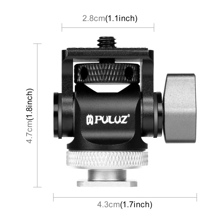 PULUZ Mini 180 Degree Swing Tripod Ball Head Cold Shoe Mount Adapter, Mini 180 Degree Ball Head(Silver), Mini 180 Degree Ball Head(Red)