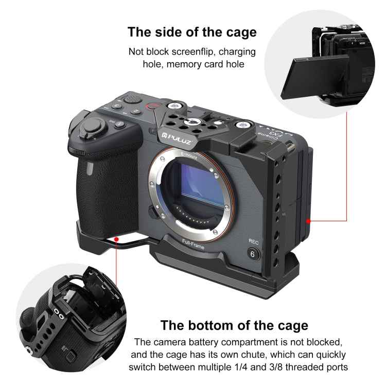 For Sony ILME-FX30 / FX3 PULUZ Metal Camera Cage Stabilizer Rig with NOTA Slider