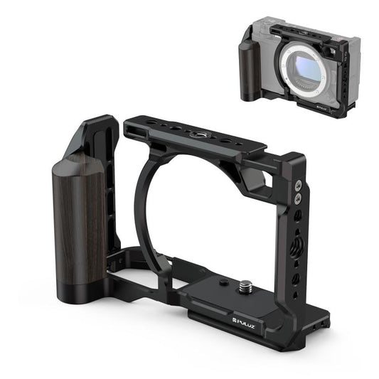 For Nikon ZR PULUZ Wood Handle Metal Camera Cage Expansion Frame, For Nikon ZR Cage