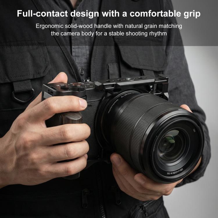For Nikon ZR PULUZ Wood Handle Metal Camera Cage Expansion Frame, For Nikon ZR Cage