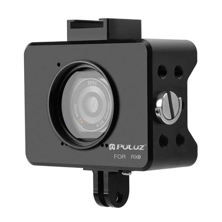 PULUZ Housing Shell CNC Aluminum Alloy Protective Cage with 37mm UV Lens & Base Mount & Screw for Sony RX0, Cage Kits Black(AE), Cage Kits Black