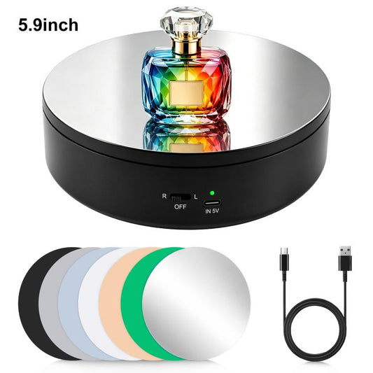 PULUZ 15cm Electric Rotating Display Turntable, 360 Degree Clockwise / Counterclockwise Props Turntable for Photography, Load 1-5kg, 15cm