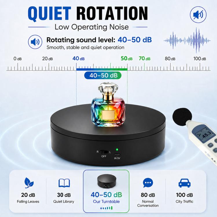PULUZ 15cm Electric Rotating Display Turntable, 360 Degree Clockwise / Counterclockwise Props Turntable for Photography, Load 1-5kg, 15cm