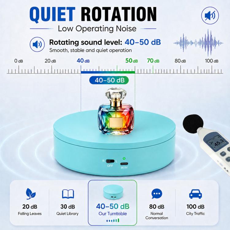PULUZ 15cm Electric Rotating Display Turntable, 360 Degree Clockwise / Counterclockwise Props Turntable for Photography, Load 1-5kg, 15cm