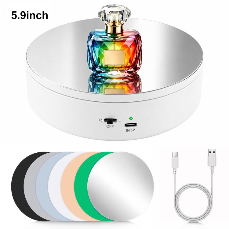 PULUZ 15cm Electric Rotating Display Turntable, 360 Degree Clockwise / Counterclockwise Props Turntable for Photography, Load 1-5kg, 15cm
