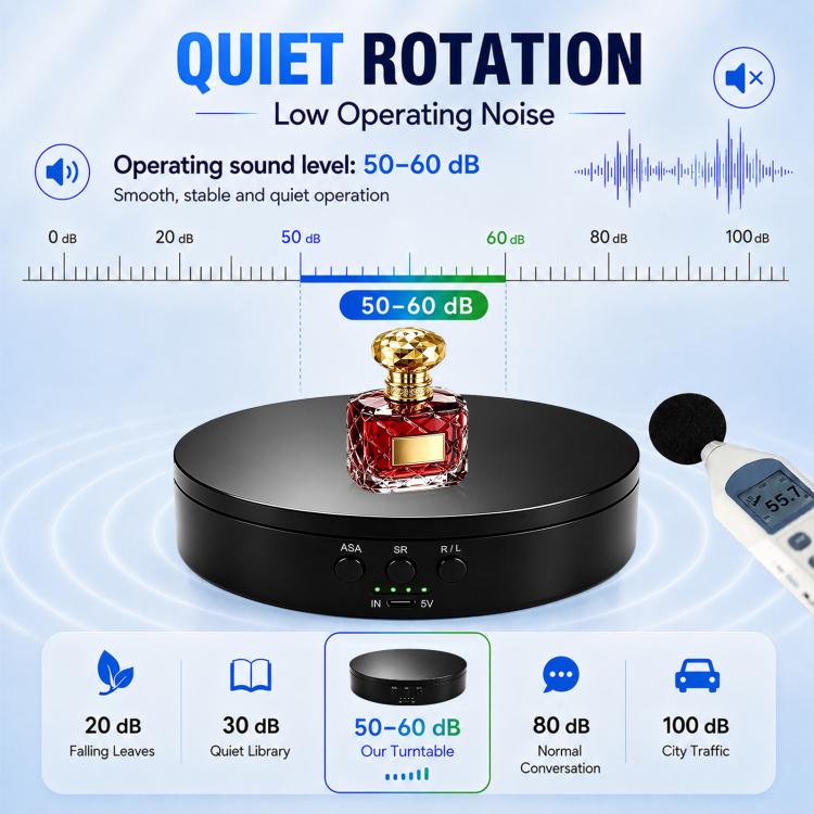 PULUZ 20cm Electric 360 Degree Rotating Display Stand Turntable, Speed / Angle / Direction Adjustable, Load 5-10kg, 20cm