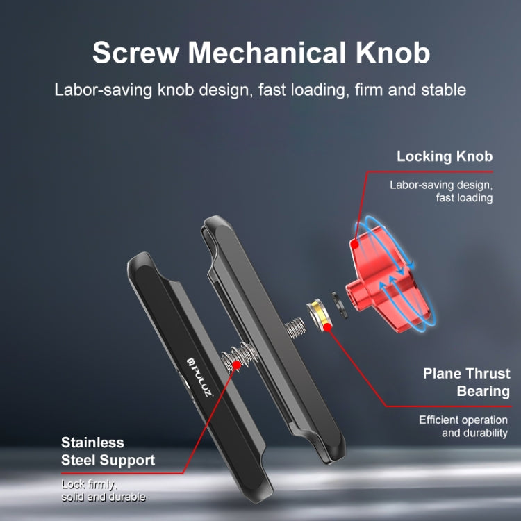 PULUZ Motorcycle Rearview Oblique CNC Metal Magic Arm Rod Mount