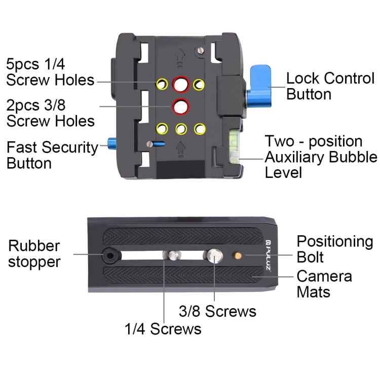 PULUZ Quick Release Clamp Adapter + Quick Release Plate for  DSLR & SLR Cameras