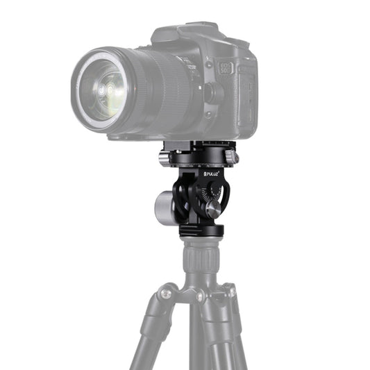 PULUZ 2-Way Pan/Tilt Tripod Head Panoramic Photography Head with Quick Release Plate & 3 Bubble Level, 2-Way Pan/Tilt Tripod