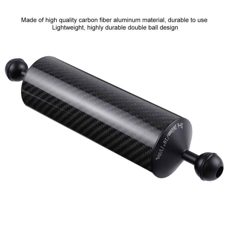 PULUZ 10.82 inch 27.5cm Length 60mm Diameter Dual Balls Carbon Fiber Floating Arm, Ball Diameter: 25mm, Buoyancy: 350g